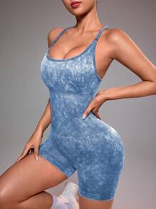 Easithlete Bộ áo liền quần tập yoga hở lưng thoáng khí cho nữ - Màu xanh lam - Xem 7