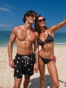 SHEIN Swim 女性夏季沙灘西瓜印花露背性感比基尼套裝 - 彩色 - 查看 4