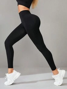 Gameset SHEIN Sport Quần legging thể hình lưng cao màu trơn dành cho nữ để mặc hàng ngày - Nhiều màu - Xem 3