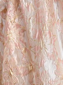 SHEIN Vestido formal sin mangas y cuello alto de jacquard elegante para niña preadolescente con cinturón de cintura