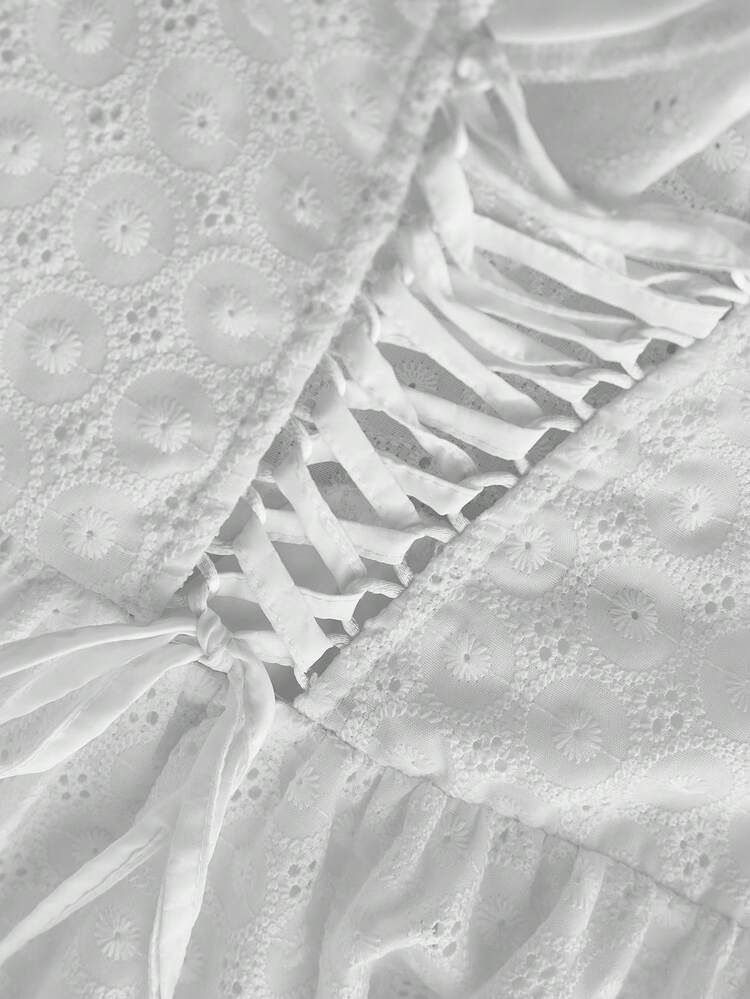 Solid Color Ruffle Hem Spaghetti Strap Backless Elegant Summer Sleeveless Dress, Graduation Gown White Vacation - White - View 4