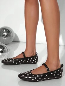 SHUZIA Women Summer Fashionable Studded Hollow Out Buckle Flat Shoes Holiday Vacay Vibe For And Summer Shoes Spring Shoes Spring Break Easter Mother's Day Present - Black - View 6