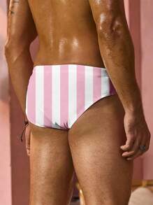 Men's Printed Beach Vacation Swimming Trunks, Fruit/Plant/Animal Patterns, Unique, Exquisite, Sexy And Comfortable Triangle Swimwear - Pink - View 2