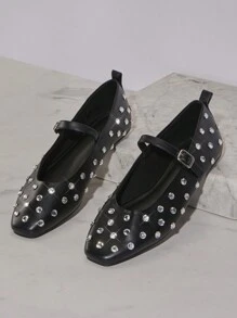 SHUZIA Women Summer Fashionable Studded Hollow Out Buckle Flat Shoes Holiday Vacay Vibe For And Summer Shoes Spring Shoes Spring Break Easter Mother's Day Present - Black - View 3
