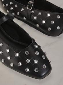 SHUZIA Women Summer Fashionable Studded Hollow Out Buckle Flat Shoes Holiday Vacay Vibe For And Summer Shoes Spring Shoes Spring Break Easter Mother's Day Present - Black - View 4