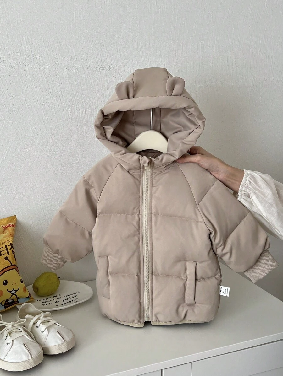 Abrigo de invierno grueso y cálido de moda informal para uso diario para bebé niño, ropa de invierno - Caqui - Ver 1
