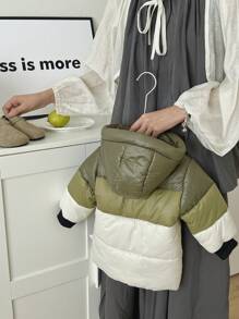 男婴加厚保暖连帽棉服外套，秋冬时尚 - 彩色 - 查看 2