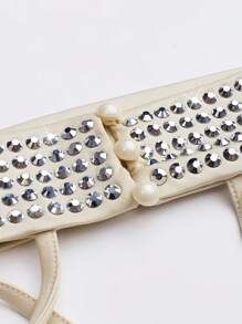 SHEIN Unity 女性時尚交叉綁帶背心上衣，裝飾有鑽石