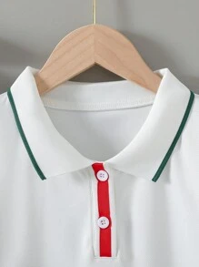 Vestido casual con cuello de polo blanco para adolescentes, apropiado para volver al colegio, vacaciones, verano y viajes