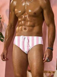 Men's Printed Beach Vacation Swimming Trunks, Fruit/Plant/Animal Patterns, Unique, Exquisite, Sexy And Comfortable Triangle Swimwear - Pink - View 1