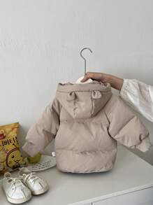 Abrigo de invierno grueso y cálido de moda informal para uso diario para bebé niño, ropa de invierno - Caqui - Ver 2