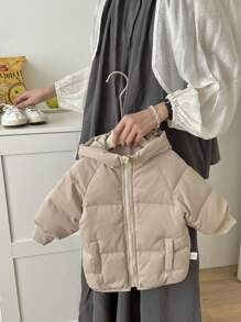 Abrigo de invierno grueso y cálido de moda informal para uso diario para bebé niño, ropa de invierno - Caqui - Ver 3