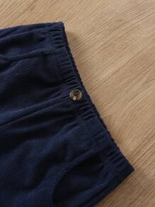 SHEIN Vintaside Kids Bộ 3 quần dài có túi, màu trơn, chất liệu vải nhung kẻ cho bé trai, thích hợp mặc hàng ngày, quần áo trẻ em trung tính mùa xuân/thu, phong cách thu/đông. - Nhiều màu - Xem 7