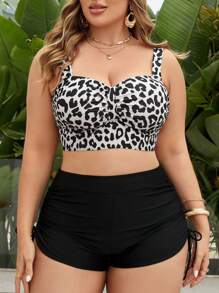 Swim Lushoire Plus Size Women 2025 Random Print Tankini Swimwear Summer - Multicolor - View 4