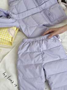 Bộ áo khoác lông vũ dày thời trang mùa đông thường ngày cho bé gái, quần áo thu đông - Màu tím - Xem 6