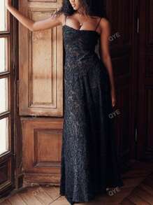 Damen Einfarbiges ärmelloses rückenfreies elegantes Partykleid mit Spaghettiträgern, Cocktail-/halb-formelles Kleid für Prom/Hochzeitsgäste, für Geburtstag, Abschluss, Dinner, Homecoming