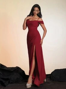 Smilprince Long High-End Red Noble Evening Dress - Burgundy - View 4