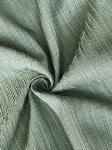 SHEIN Frenchy 大码泥土纹理绉布吊带连体裤，带蝴蝶结腰部和 V 领 - 綠色 - 查看 6