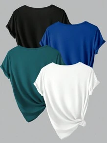 INAWLY Cămașă cu mânecă scurtă, cu mâneci scurte, cu mai multe dimensiuni, de culoare uni, pentru uzură zilnică - Multicolor - Vizualizare 2