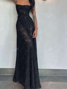 Damen Einfarbiges ärmelloses rückenfreies elegantes Partykleid mit Spaghettiträgern, Cocktail-/halb-formelles Kleid für Prom/Hochzeitsgäste, für Geburtstag, Abschluss, Dinner, Homecoming