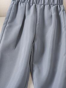 SHEIN Summer Casual Loose Fit, Comfortable, Laid-Back, All-Match Color Girls' Pants, Suitable For Daily Wear And Home Activities - Grey - View 6