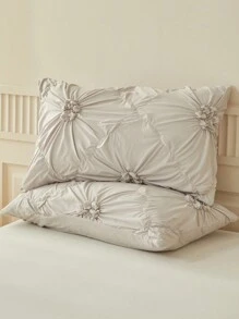 3pcs Elegant Simple Gray Fuxue Flower Microfiber Duvet Cover Set, Suitable For All Seasons - Grey - View 7