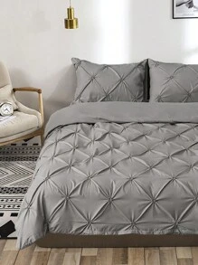 3pcs Twist Flower Pattern Polyester Bedding Set, Simple And Light Luxury Duvet Cover And Pillowcases Set, Suitable For All Seasons - Dark Grey - View 8