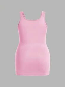 SHEIN Essnce Plus Size Nữ Mùa Hè Thời Trang Thể Thao Đi Lại Đa Năng 3 Màu Đen Kaki Trắng Slim Dài Bể - Hồng - Xem 9
