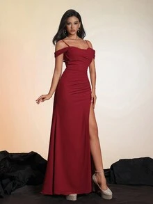 Smilprince Long High-End Red Noble Evening Dress - Burgundy - View 5