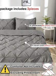 3pcs Twist Flower Pattern Polyester Bedding Set, Simple And Light Luxury Duvet Cover And Pillowcases Set, Suitable For All Seasons - Dark Grey - View 4