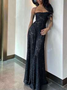 Damen Einfarbiges ärmelloses rückenfreies elegantes Partykleid mit Spaghettiträgern, Cocktail-/halb-formelles Kleid für Prom/Hochzeitsgäste, für Geburtstag, Abschluss, Dinner, Homecoming