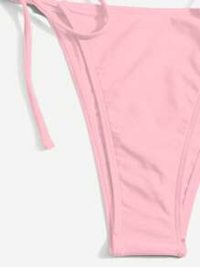 Swim Mod Women's Solid Color Halter Halter Sexy Bikini Set For Summer Beach, 2pcs - Pink - View 6