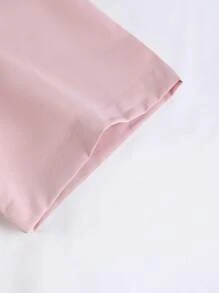 Men's Linen-Like Palm Tree Print Single-Breasted Short Sleeve Shirt And Drawstring Pants Set, Cozy Outfits - Baby Pink - View 6