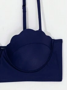 Swim Lushoire Summer Beach Tropical Print Push Up Bikini Set With Kimono - Navy Blue - View 9