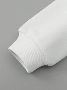 Figures & Text Printed Long Sleeve Fleece Round Neck Sweatshirt For Young Boys, Daddy And Me Matching (2 Pieces Sold Separately) - White - View 5