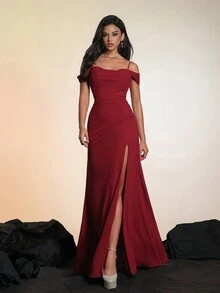 Smilprince Long High-End Red Noble Evening Dress - Burgundy - View 3