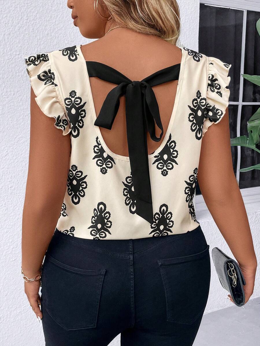 SHEIN Frenchy Plus Size Women's Random Printed Simple Daily Fall Women Clothes Tropical Shirt - Multicolor - View 1