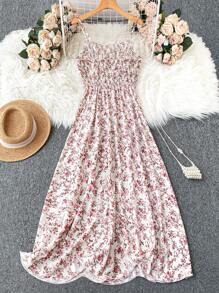 Breezaya Plus Size Vacation Casual Ditsy Floral Print Cami Dress Maxi Women Outfit