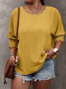 EMERY ROSE Plus-Size Women's Solid Color Simple Daily Shirt Fall - Mustard Yellow - View 5