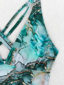 Swim Vcay Áo cổ chữ V in hình toàn thân và quần tam giác Tankini màu trơn, Bộ đồ bơi Tankinis mùa hè - Nhiều màu - Xem 8