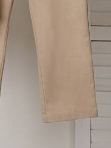 SHEIN Explorewe 男童立领长袖衬衫，袖口可折叠，裤子，网眼连帽背心套装，幼儿 - 卡其色 - 查看 7