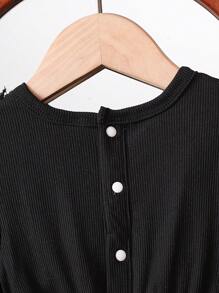 Novo Vestido de Bebê Menina Bordado Elegante Vintage Fofo com Acabamento Franzido e Fechamento de Botão nas Costas, Primavera e Outono - Multicolorido - Visão 4