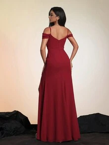 Smilprince Long High-End Red Noble Evening Dress - Burgundy - View 2