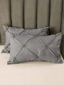 3pcs Twist Flower Pattern Polyester Bedding Set, Simple And Light Luxury Duvet Cover And Pillowcases Set, Suitable For All Seasons - Dark Grey - View 9