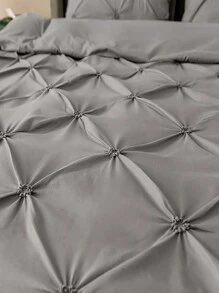 3pcs Twist Flower Pattern Polyester Bedding Set, Simple And Light Luxury Duvet Cover And Pillowcases Set, Suitable For All Seasons - Dark Grey - View 6