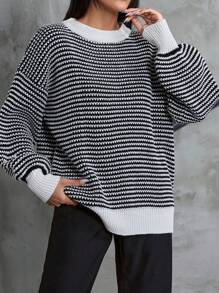 SHEIN Cottnline Women Black And White Sweater - Black and White - View 4