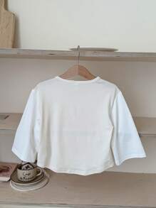 SHEIN 男童圓擺有趣字母拼接韓版長袖上衣，多用途