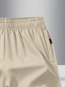 Men Khaki Simple Casual Shorts - Khaki - View 4