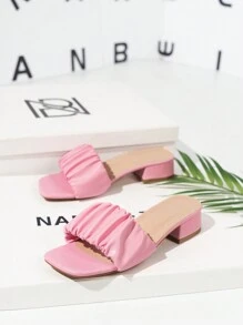 Vrouwen imitatieleren gerimpelde roze sandalen met vierkante neus, asymmetrische hoge hakken voor bruiloftsfeest, comfortabele dikke hakken muiltjes met open neus voor sexy avondfeest, nieuwe lente/zomer stijl hoge hakken voor vakantie, comfortabele sandalen voor buiten op het strand voor muziekfestival, elegante en modieuze hoge hakken voor vrouwen, kantoor hoge hakken voor vrouwen, platform dames hoge hakken schoenen