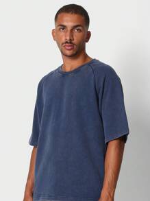 SUMWON Camiseta esencial de manga corta con lavado, ajuste oversize y tejido premium de peso pesado de bucle
